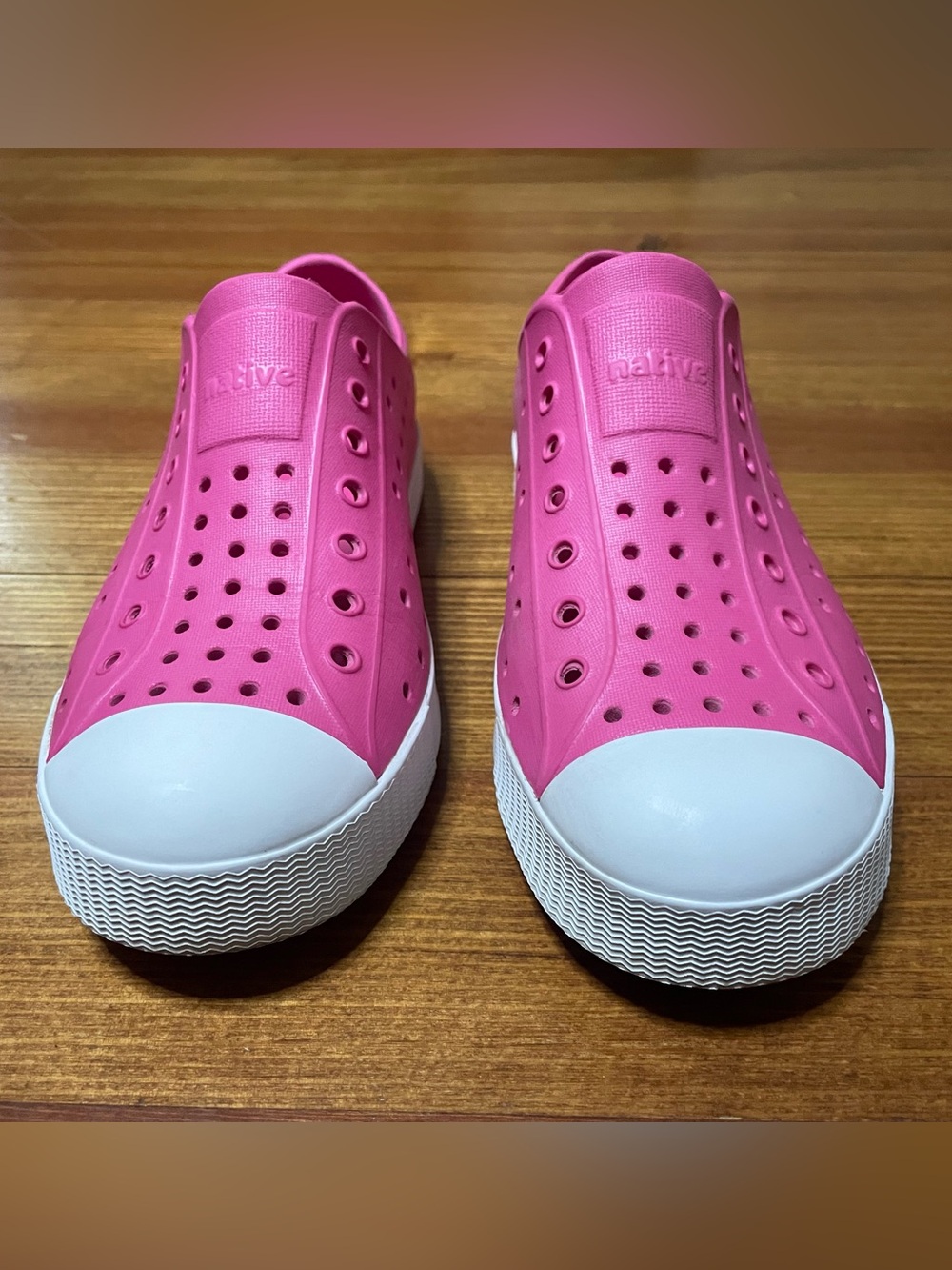 Native Shoes Jefferson Pink Slip-On Shoes with White Toe Caps Size 3